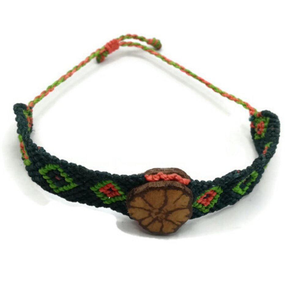 Unisex Handmade Ayahuasca Flower Design Macramé Bracelet.